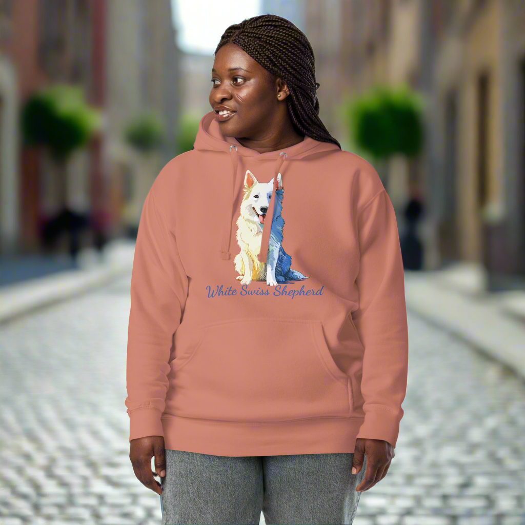 White Swiss Shepherd All Cotton Unisex Hoodie
