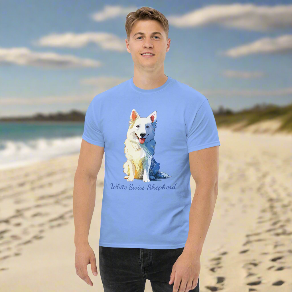 White Swiss Shepherd Watercolor All Cotton Unisex classic tee