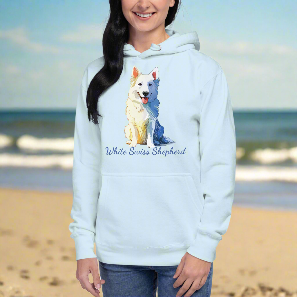 White Swiss Shepherd All Cotton Unisex Hoodie