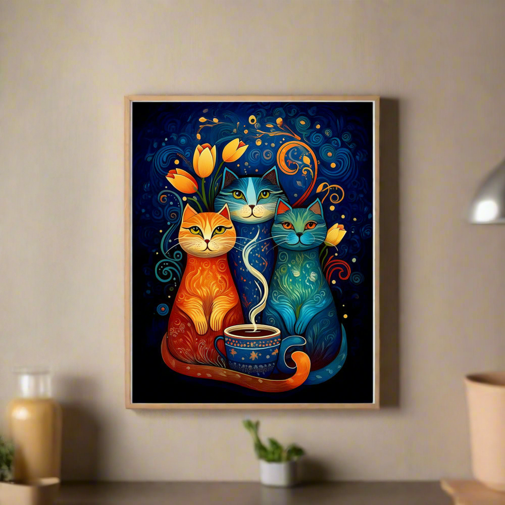 Cats and Tulips Poster