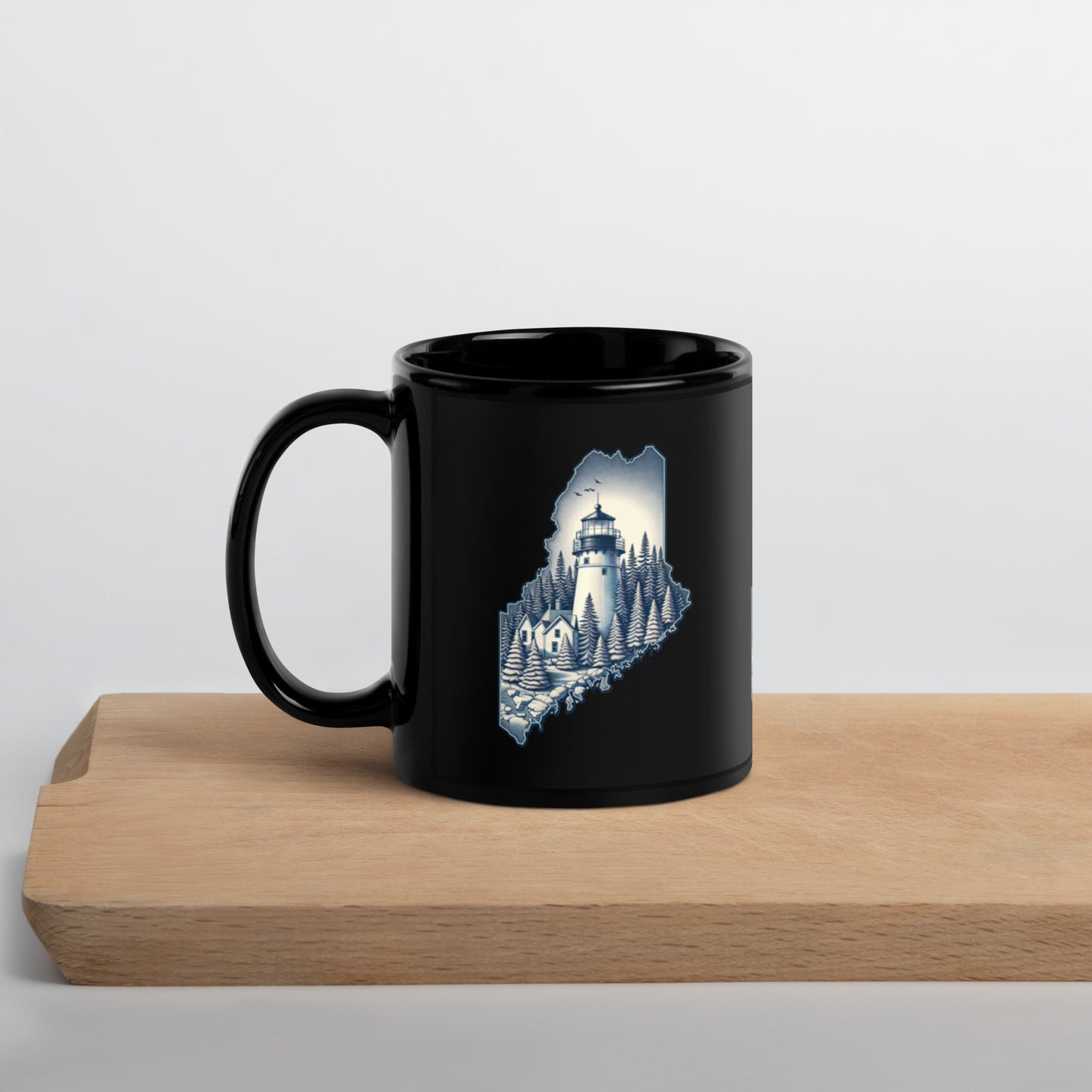 Maine Black Glossy Mug