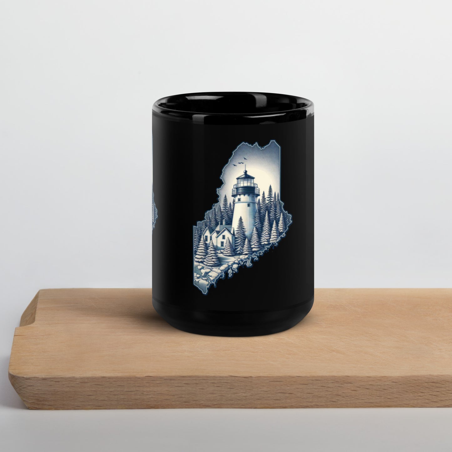 Maine Black Glossy Mug