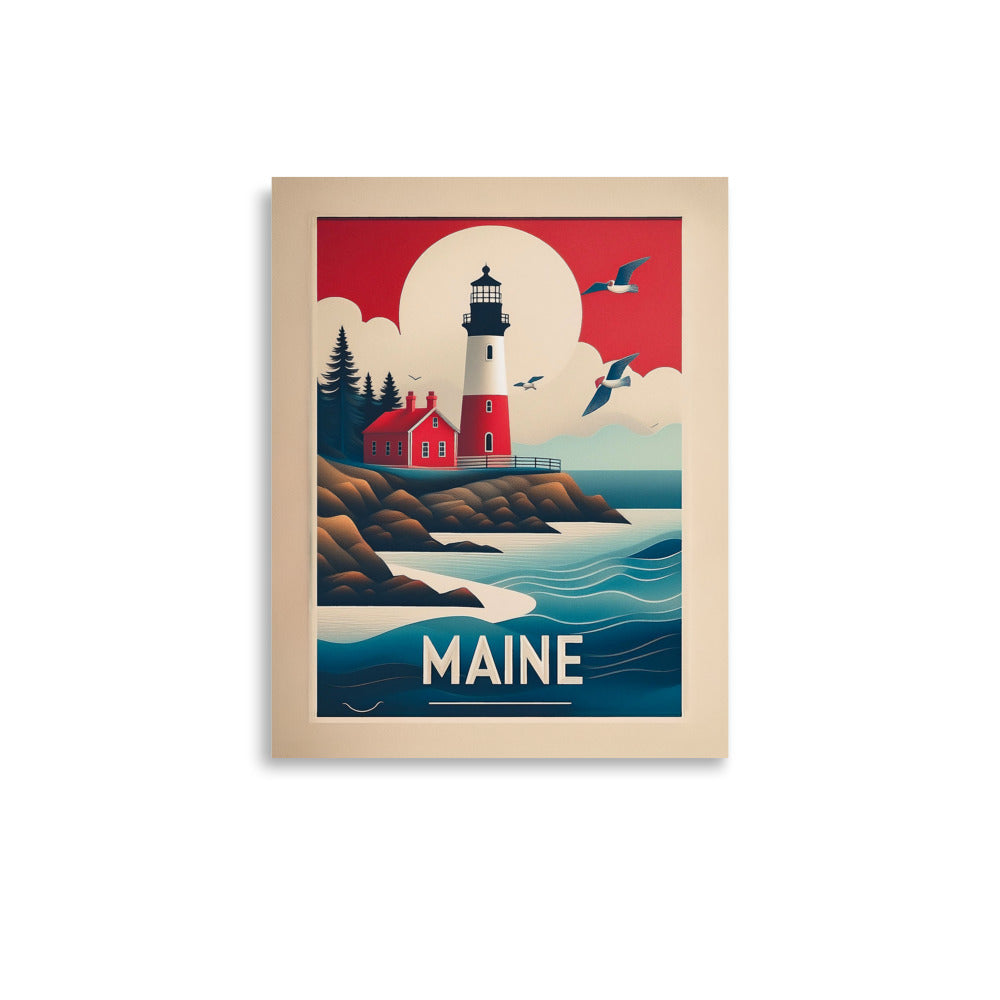 Colorful Maine Lighthouse Poster