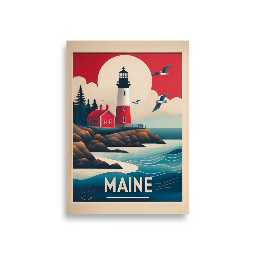 Colorful Maine Lighthouse Poster