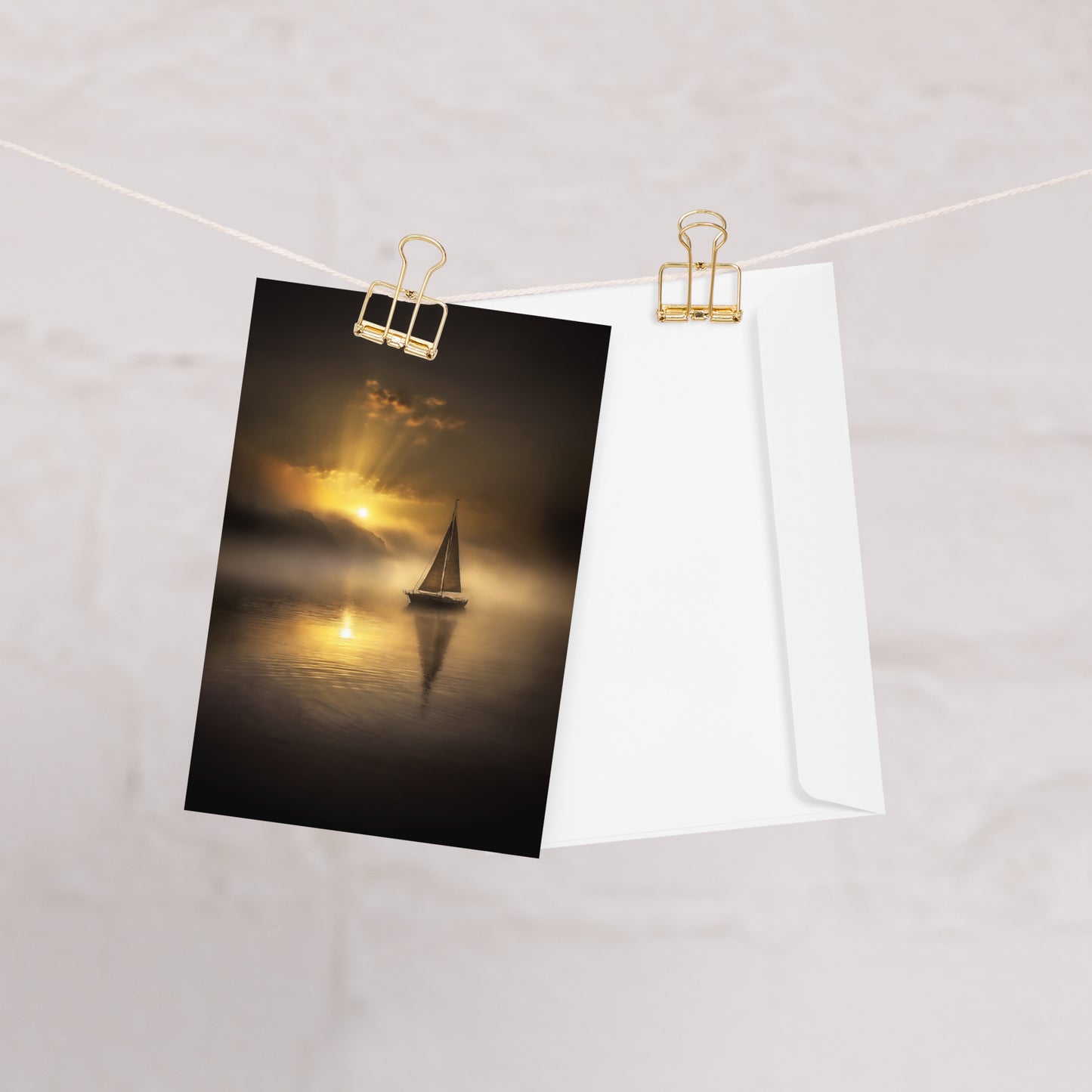 Sailboat on Foggy Morning Greeting card