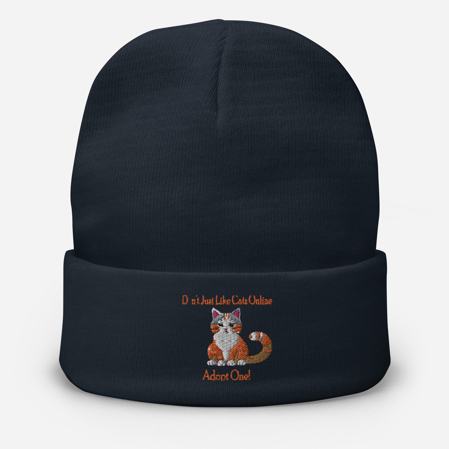 Adopt Cat Embroidered Beanie