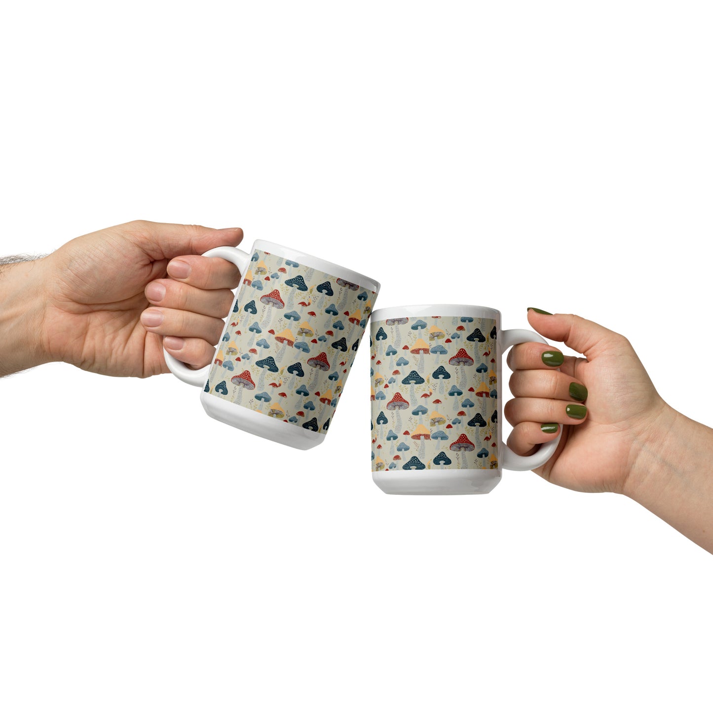 Mushroom White glossy mug