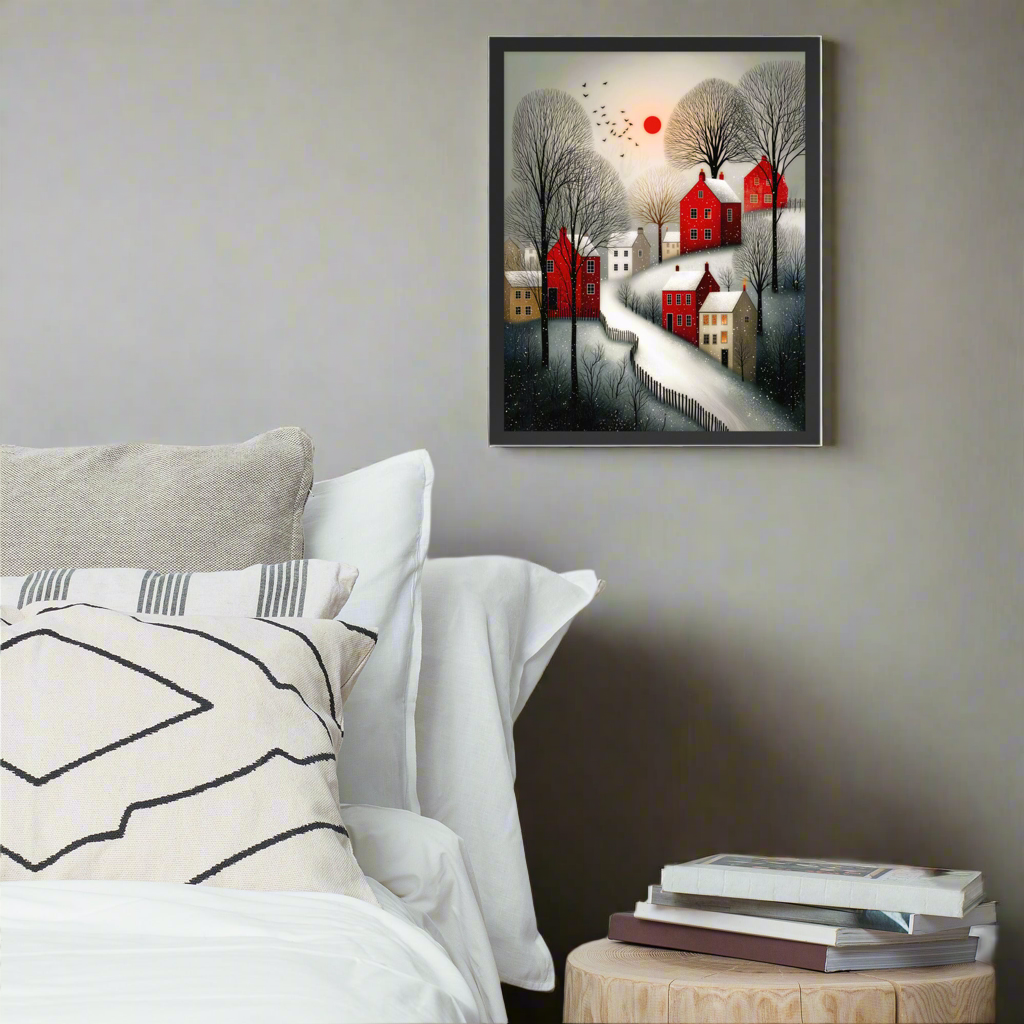 Cozy Winter Houses Framed poster