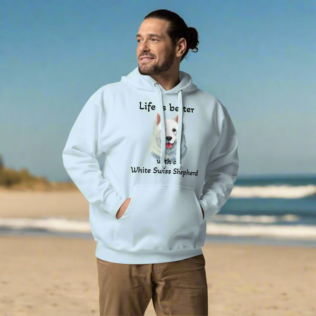 White Swiss Shepherd All Cotton Unisex Hoodie