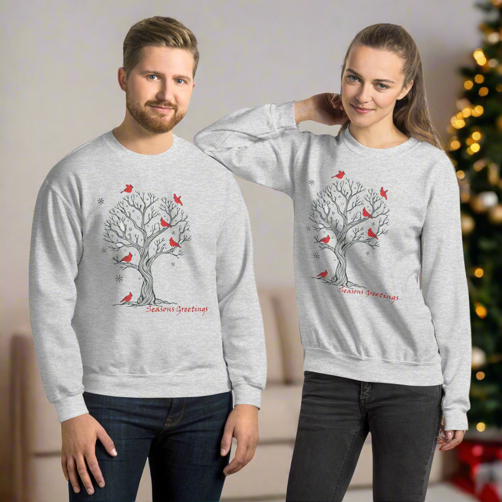 Seasons Greeting Tree With Cardinal Unisex Sweatshirt