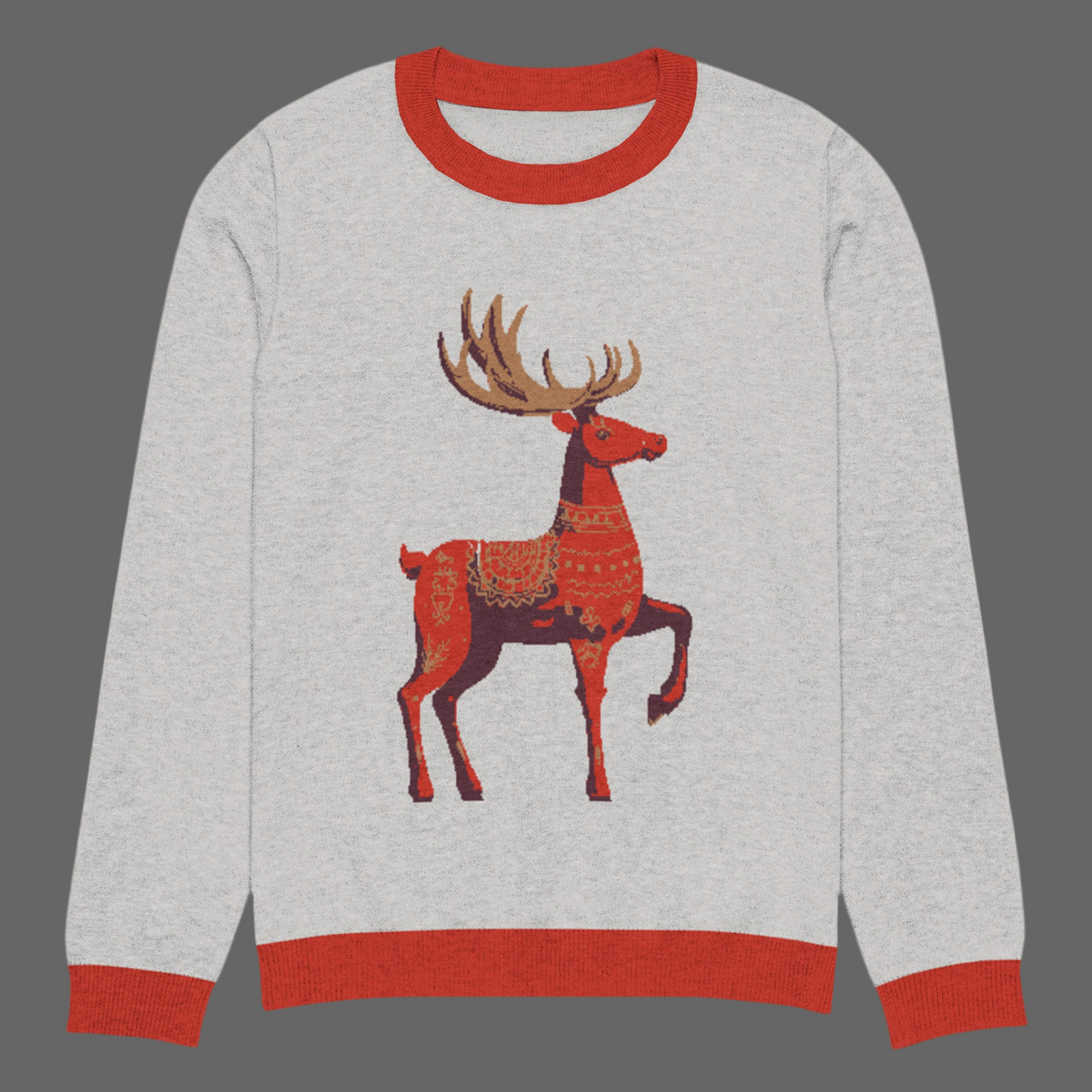 Swedish Reindeer Holiday Knitted crew neck sweater