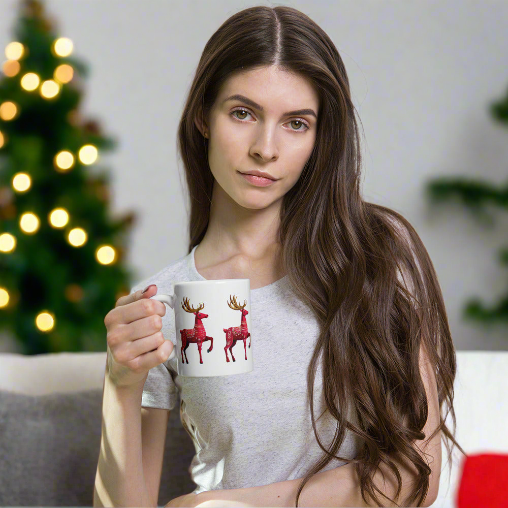 Swedish Reindeer White glossy mug