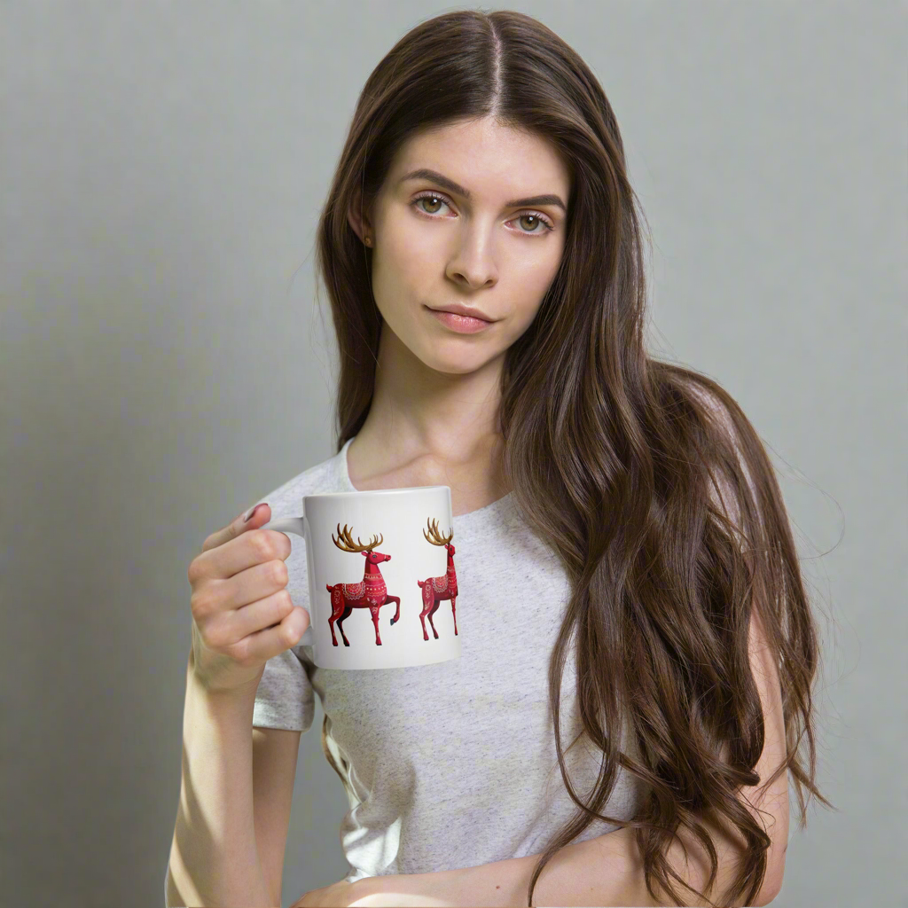 Swedish Reindeer White glossy mug