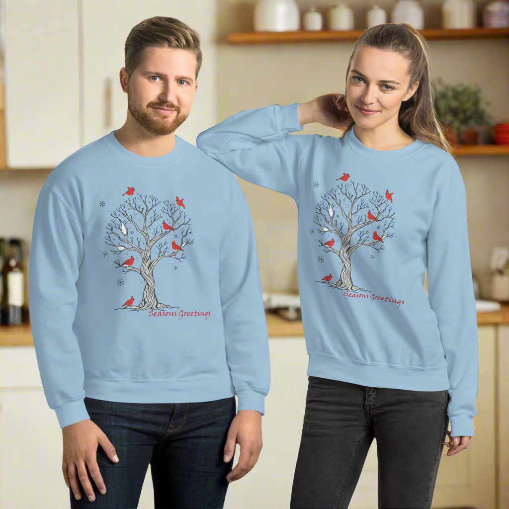 Seasons Greeting Tree With Cardinal Unisex Sweatshirt