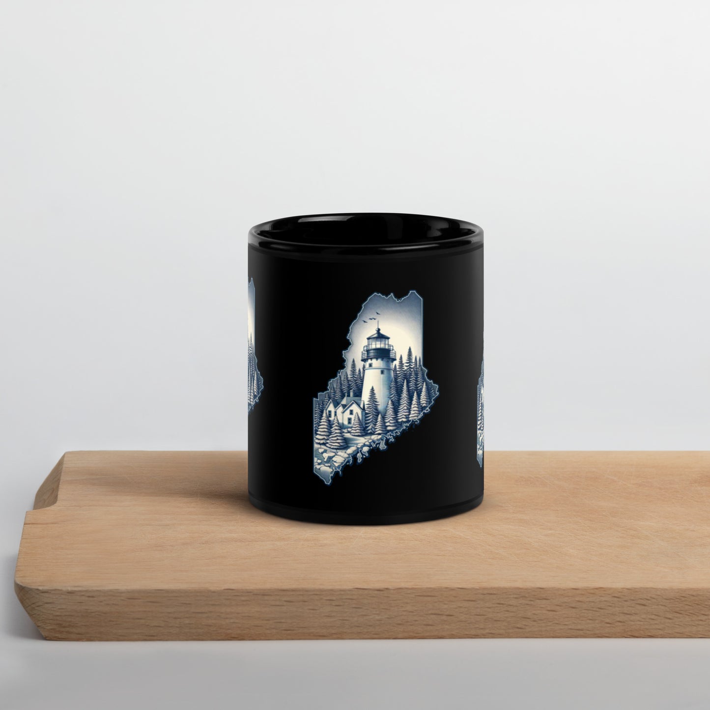 Maine Black Glossy Mug