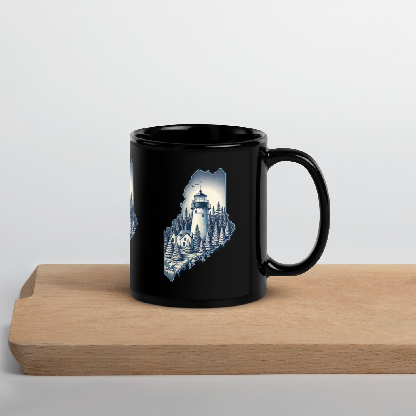 Maine Black Glossy Mug