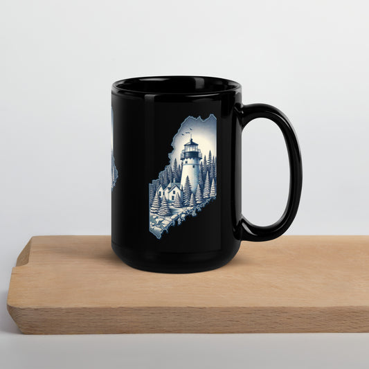 Maine Black Glossy Mug