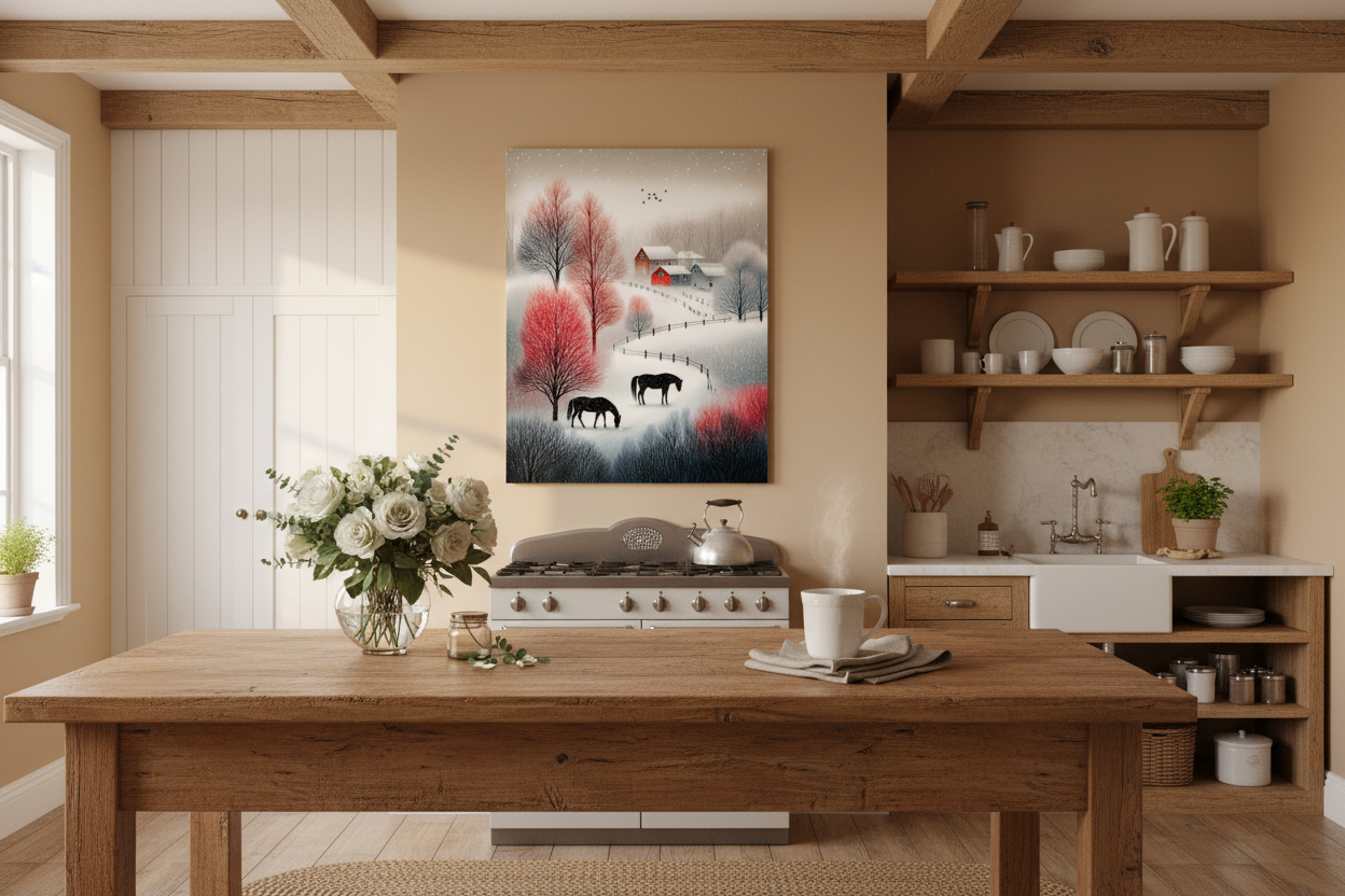 Winter Horses in Snow Poster