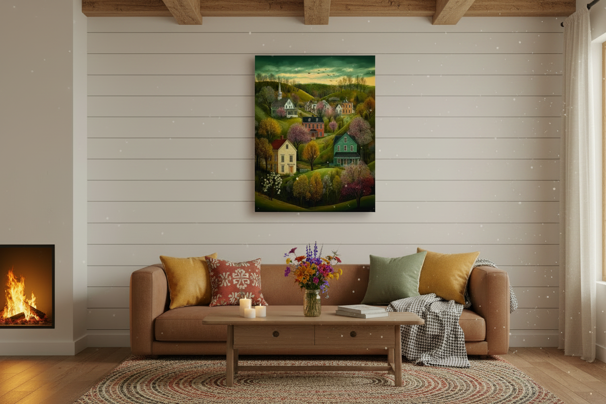 Charming Spring Village Poster