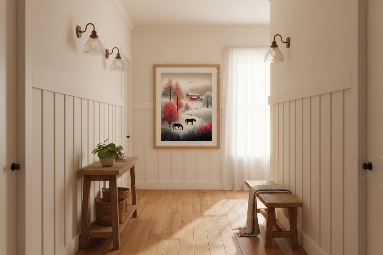 Winter Horses in Snow Poster