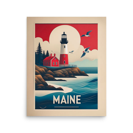 Colorful Maine Lighthouse Poster