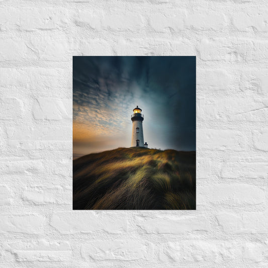 Lighthouse on a Hill Photo Poster