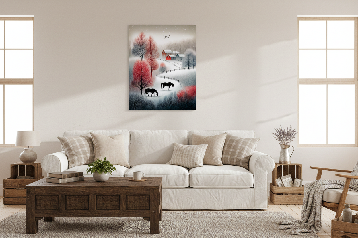 Winter Horses in Snow Poster