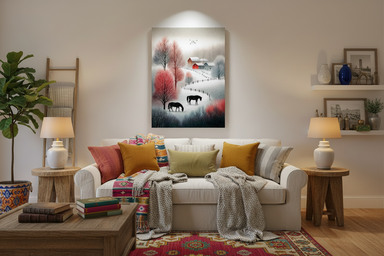 Winter Horses in Snow Poster