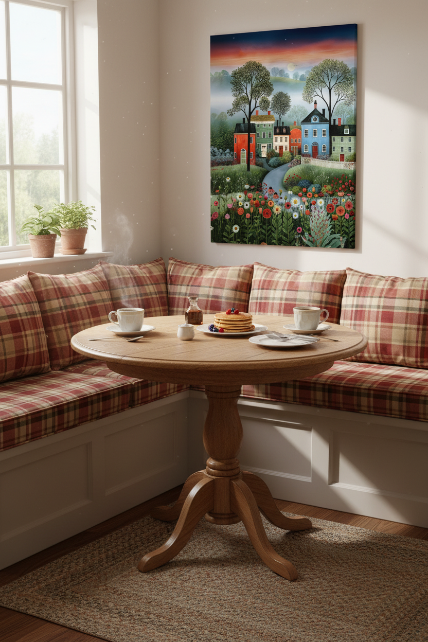 Foggy Summer Village at Dawn Poster