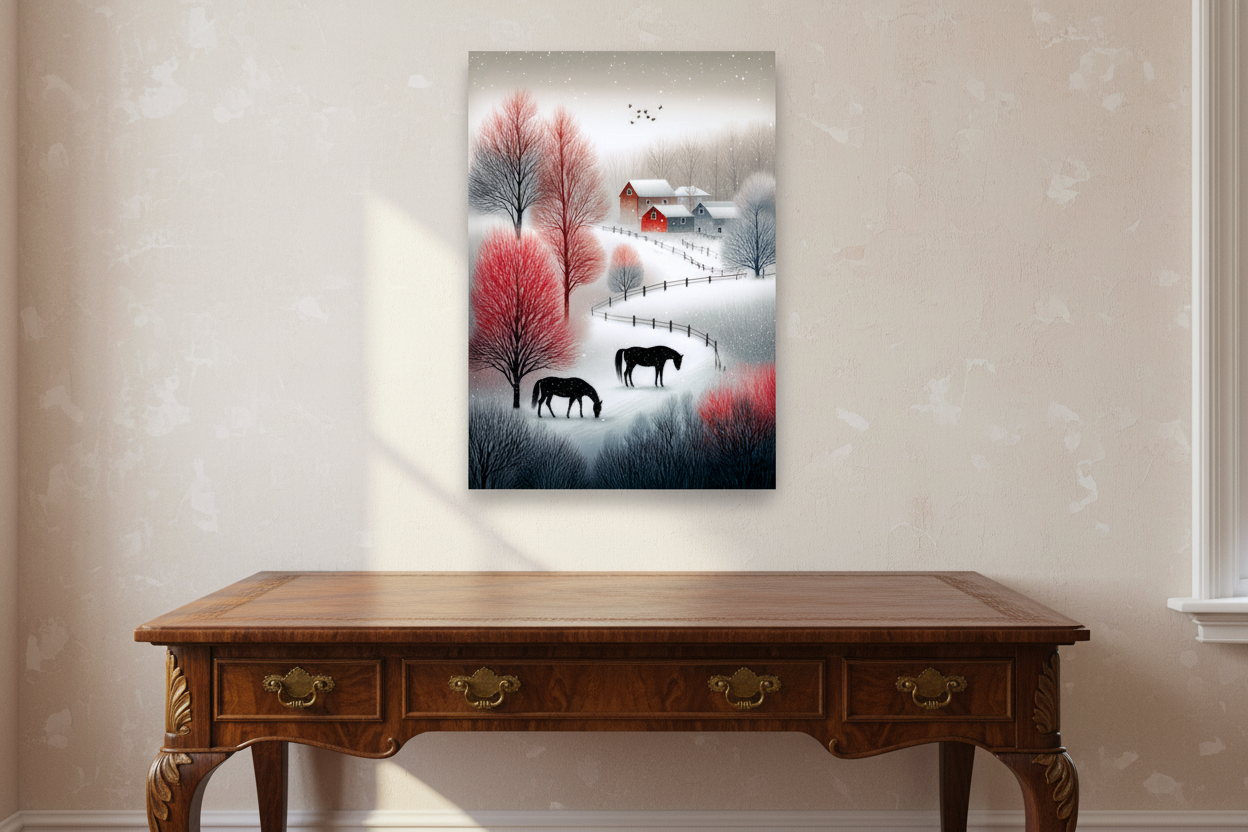 Winter Horses in Snow Poster