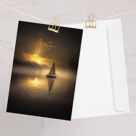 Sailboat on Foggy Morning Greeting card