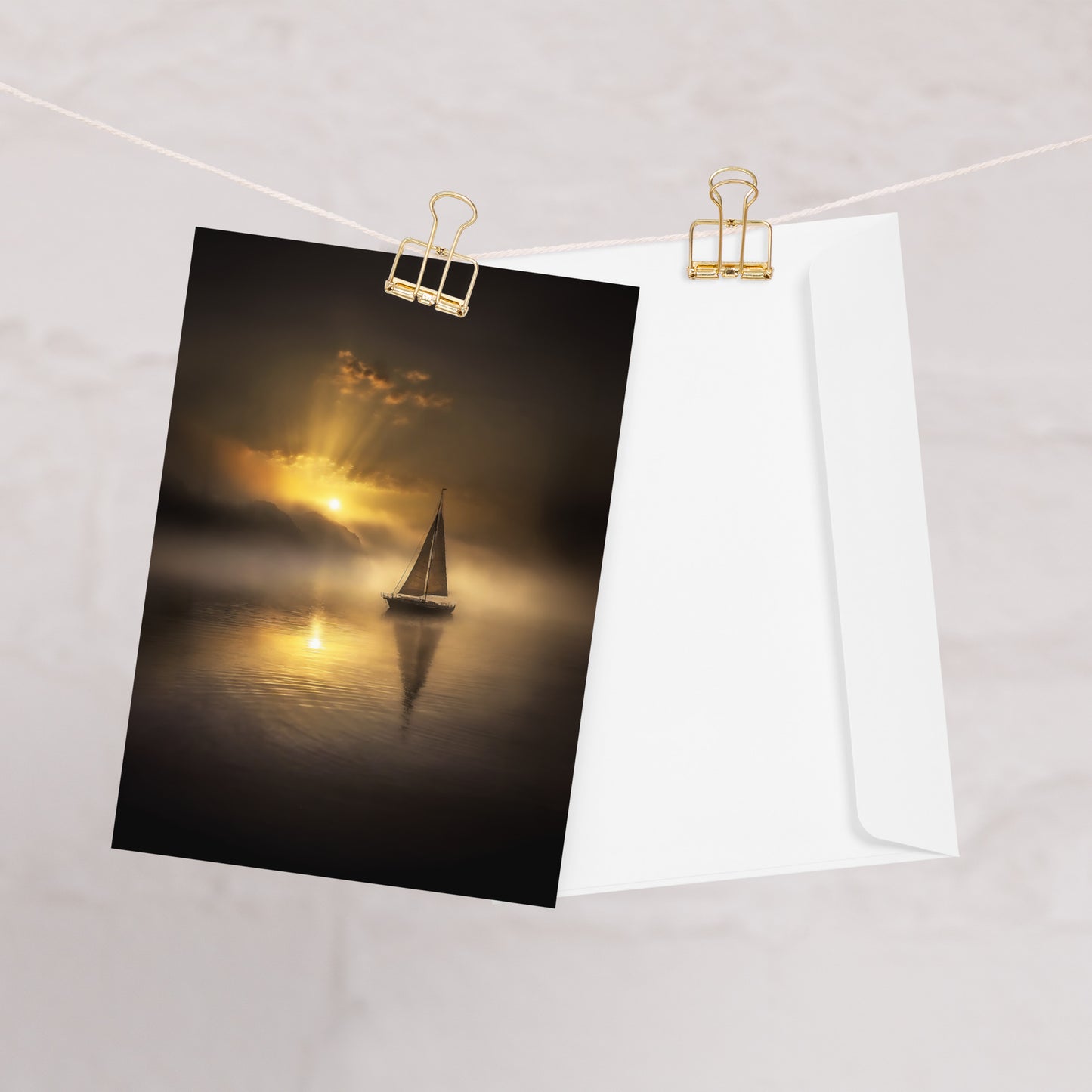 Sailboat on Foggy Morning Greeting card