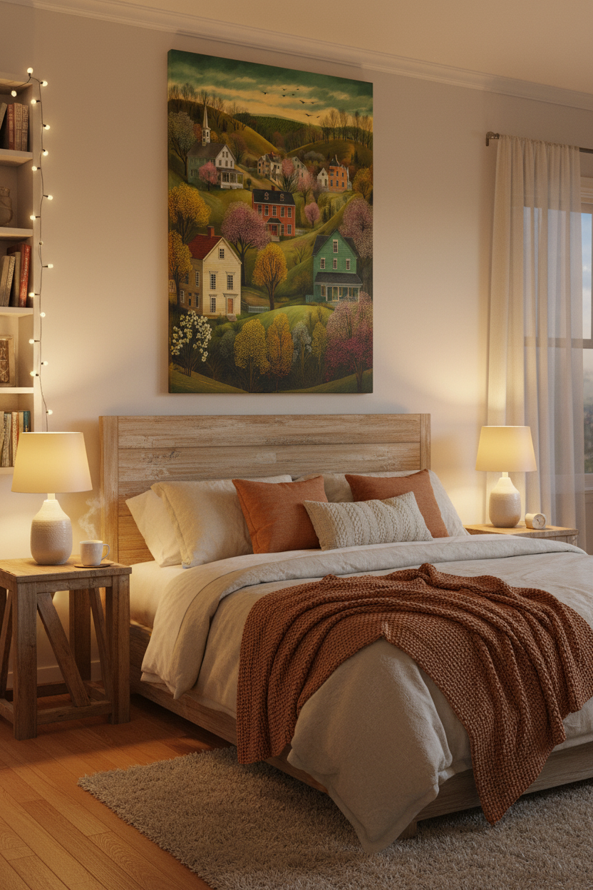 Charming Spring Village Thin Canvas