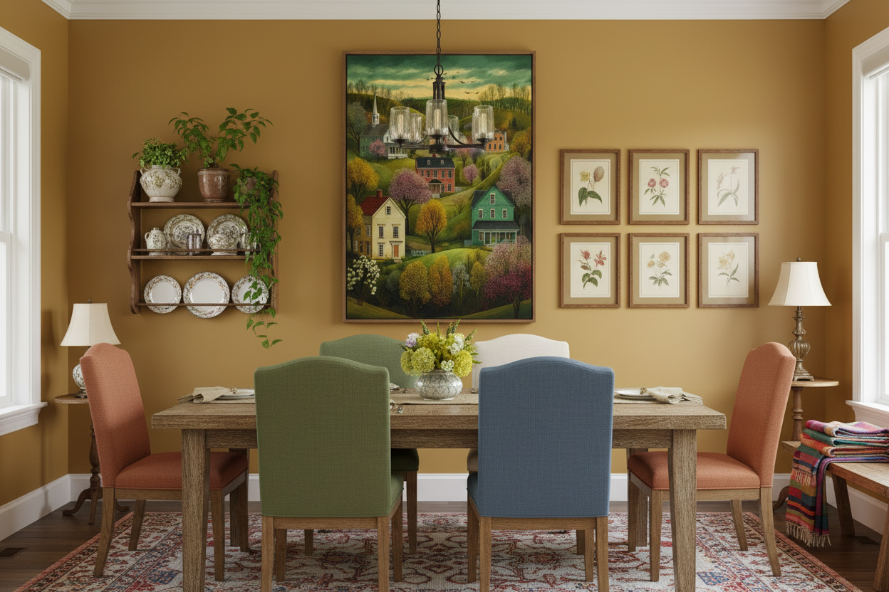 Charming Spring Village Thin Canvas