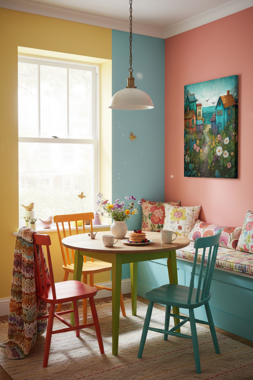 Whimsical Coastal Village Thin Canvas