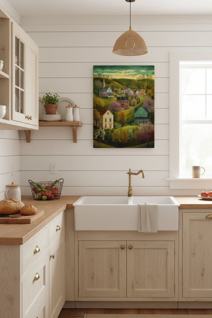 Charming Spring Village Thin Canvas