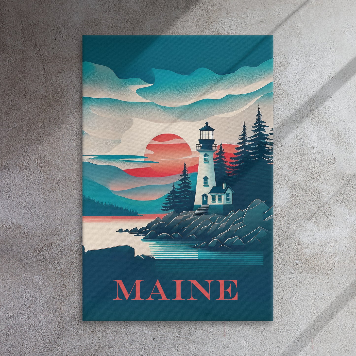 Maine Contemporary Lighthouse Thin canvas