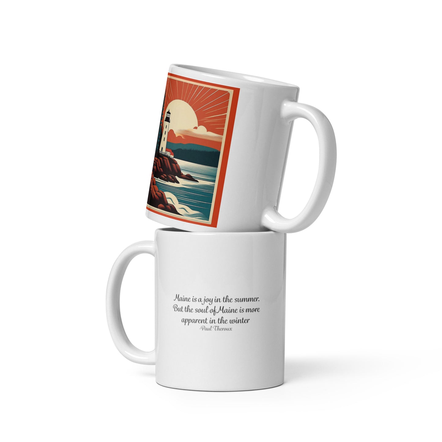 Maine Retro Poster White glossy mug