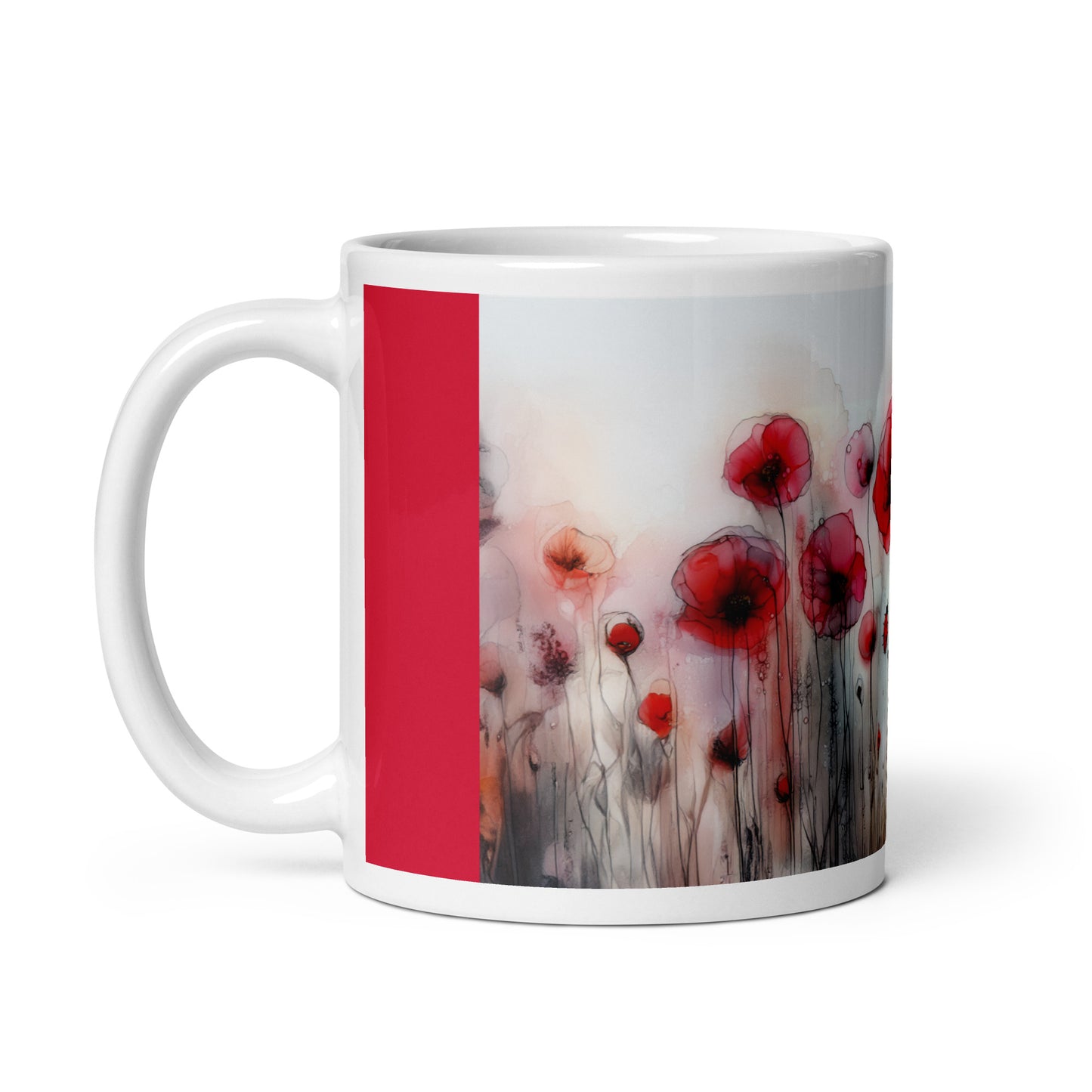 Poppies White glossy mug