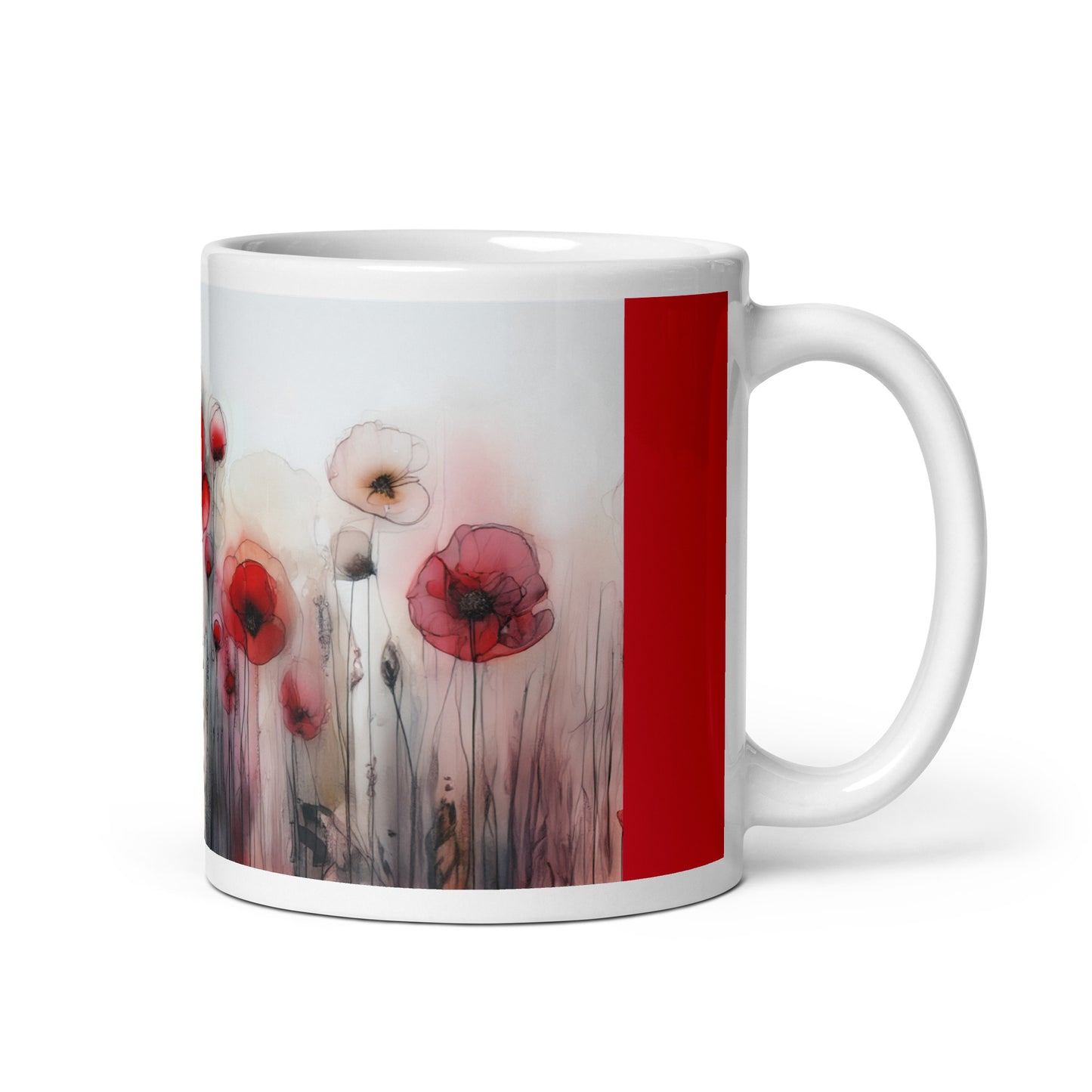 Poppies White glossy mug