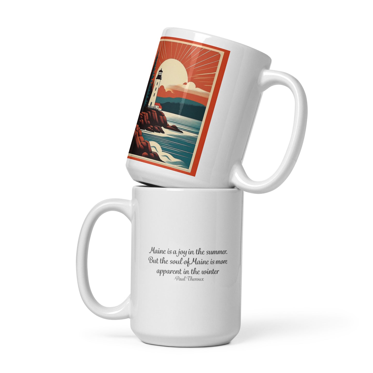 Maine Retro Poster White glossy mug