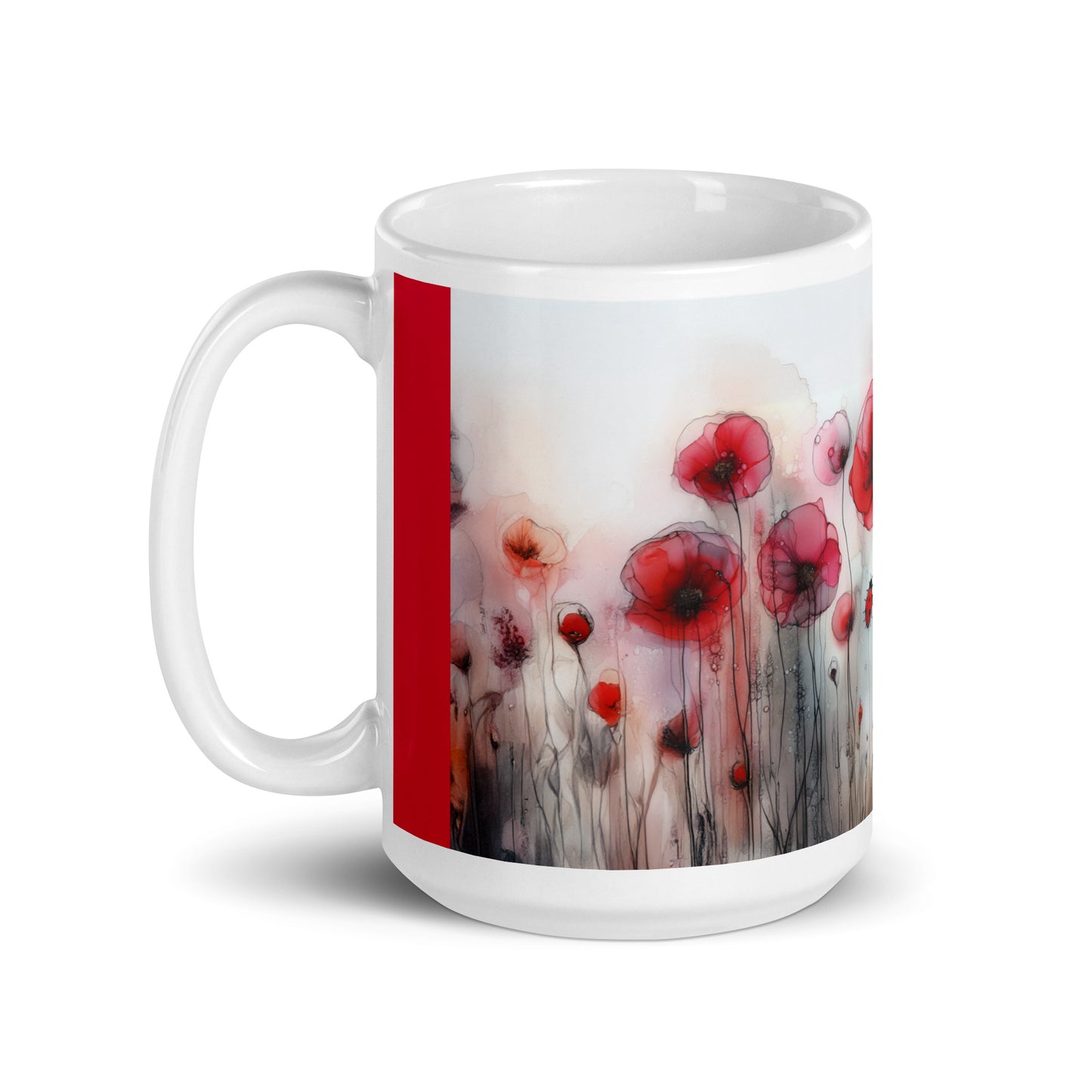 Poppies White glossy mug