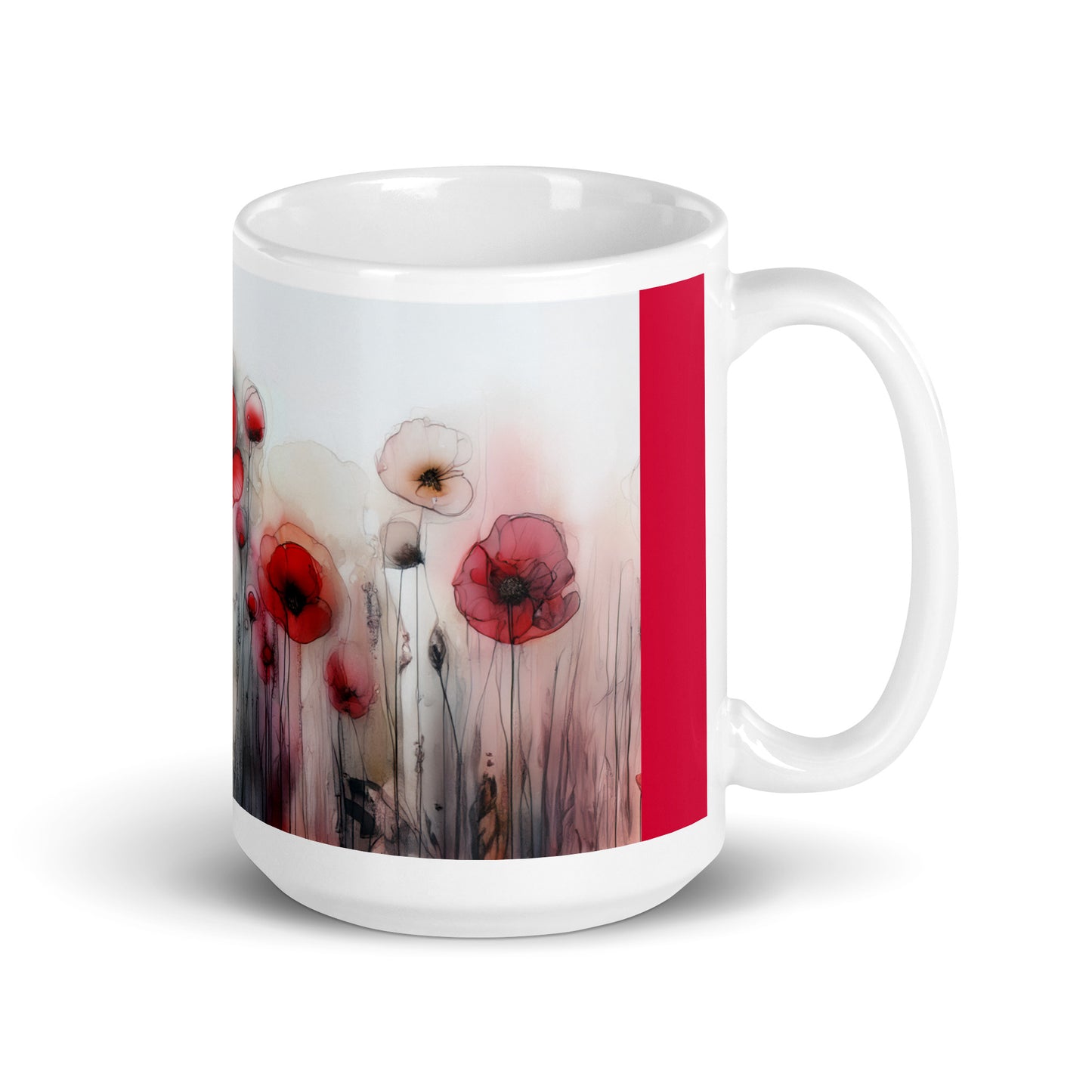 Poppies White glossy mug