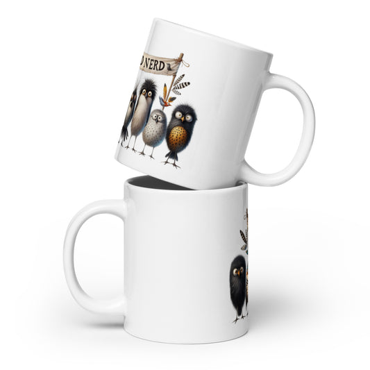 Bird Nerd White glossy mug