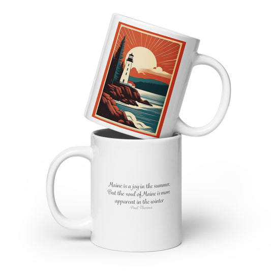 Maine Retro Poster White glossy mug