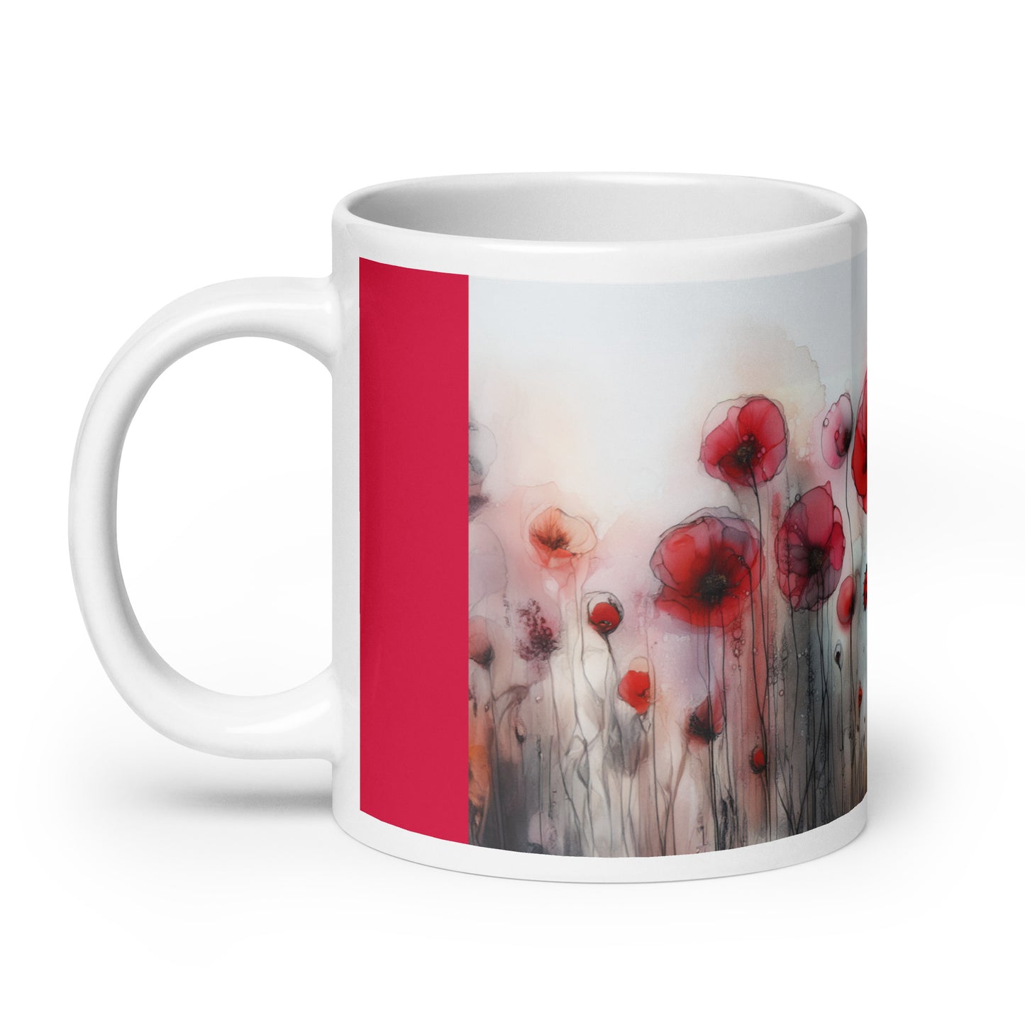 Poppies White glossy mug