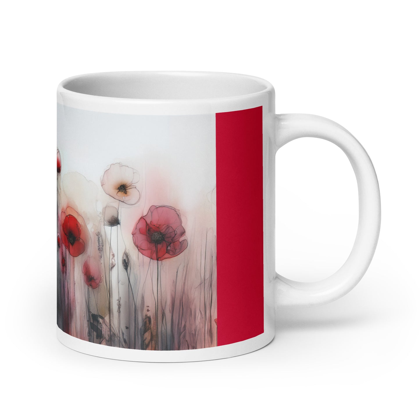 Poppies White glossy mug