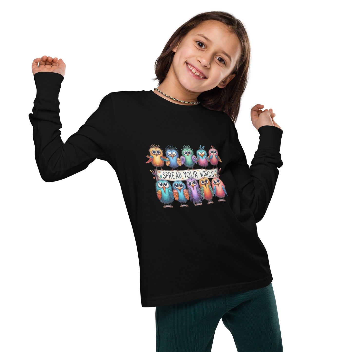 Spread Your Wings Cotton Youth long sleeve tee