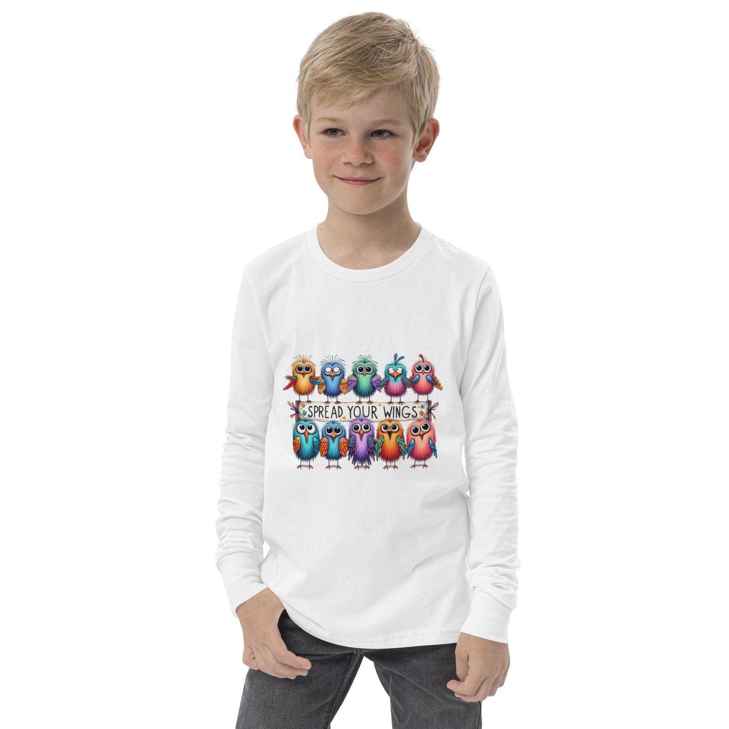 Spread Your Wings Cotton Youth long sleeve tee